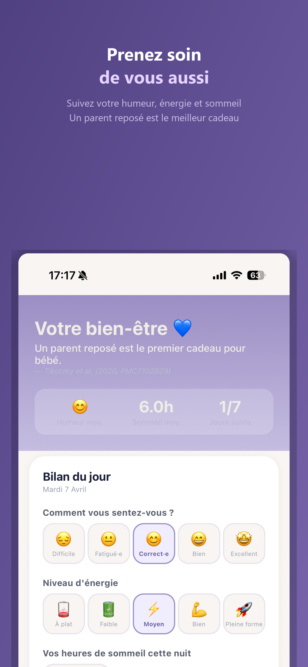 Parental well-being screen