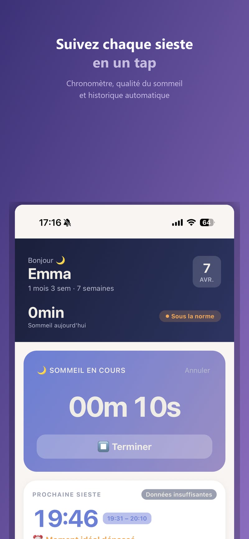 Écran chrono de sommeil