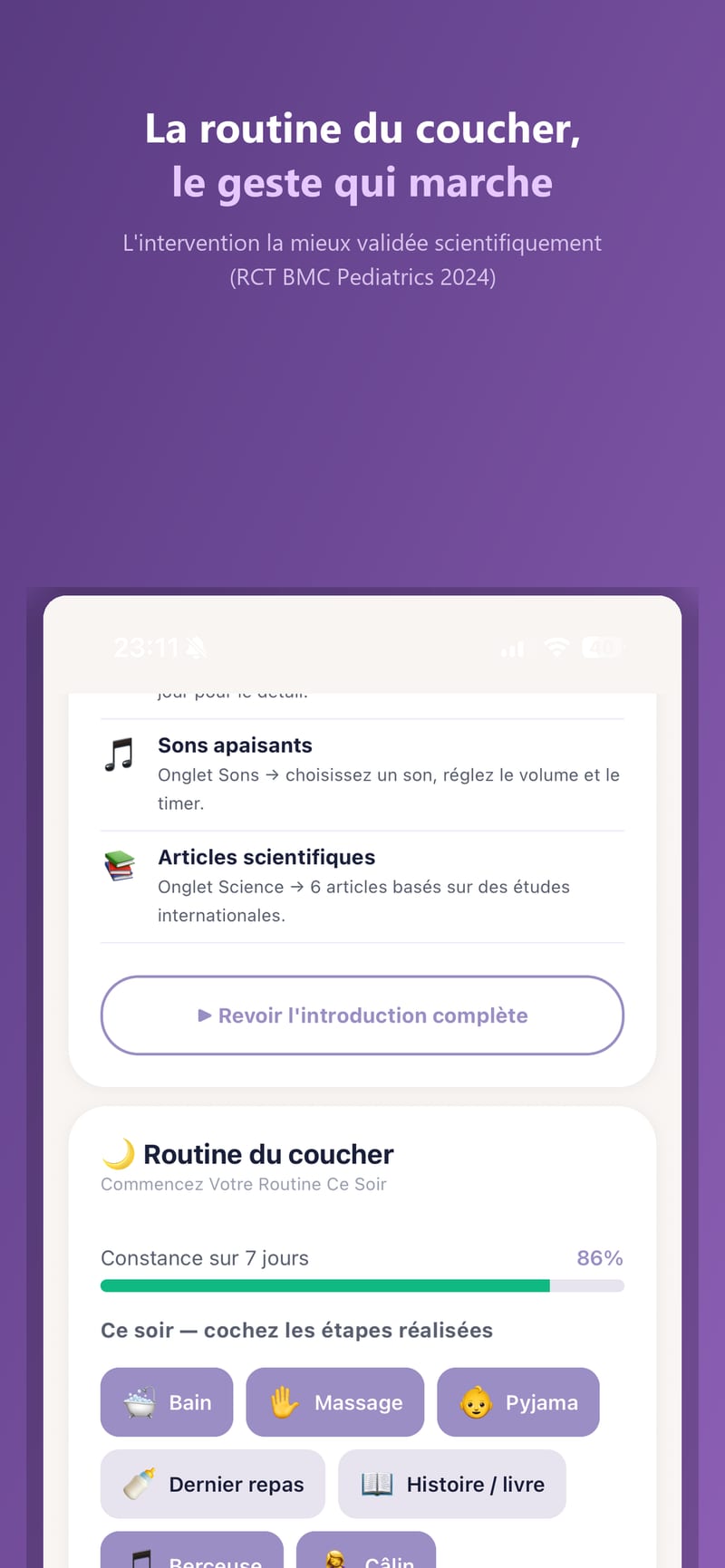 Écran routine du coucher